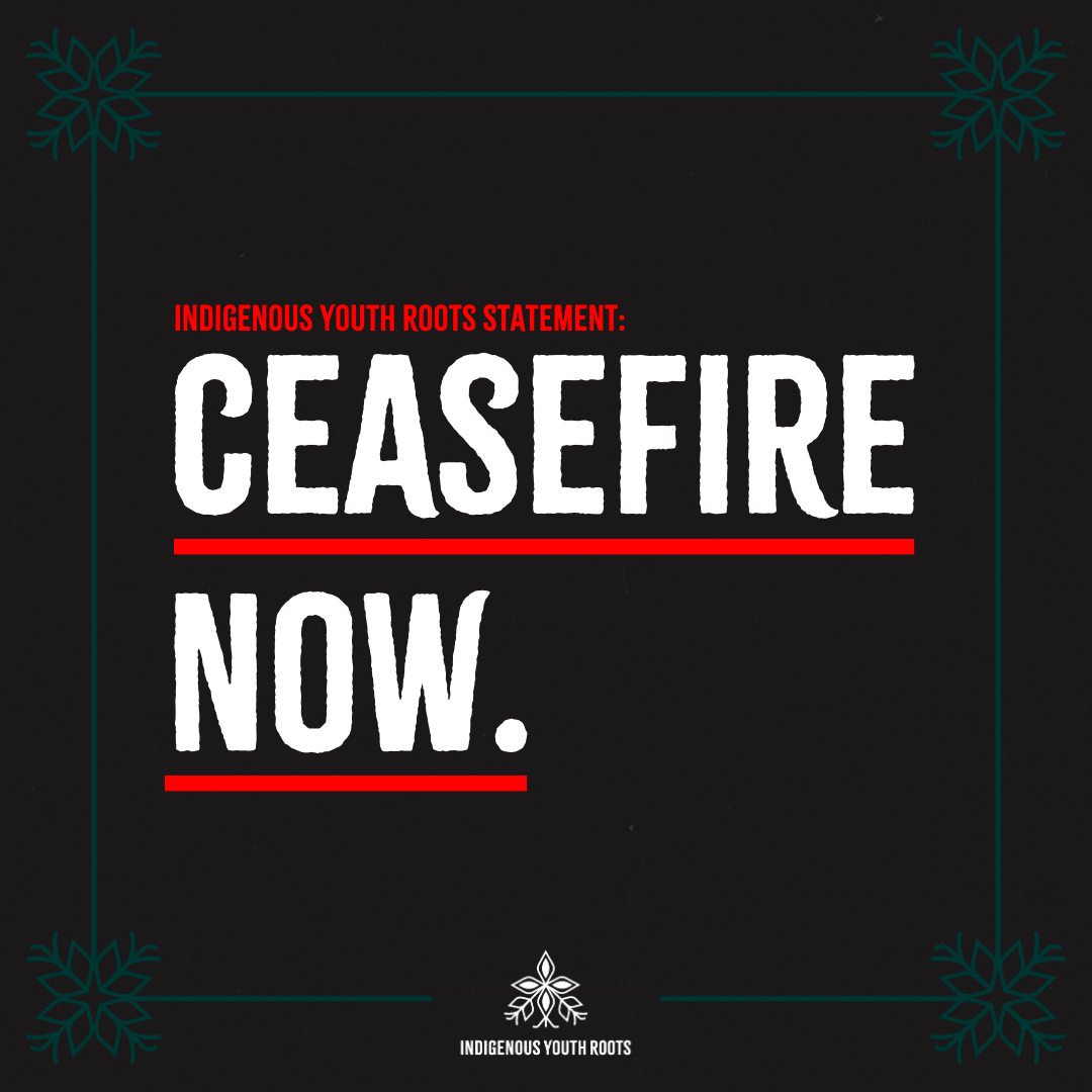 A black Social media graphic, with bold white text that reads "Ceasefire Now.".